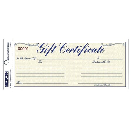 REDIFORM Form, Gift Certificate, W/Env Pk RED98002